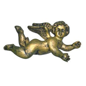 Vintage Angel Hanging Christmas Ornament - Gold Florentine Renaissance Style